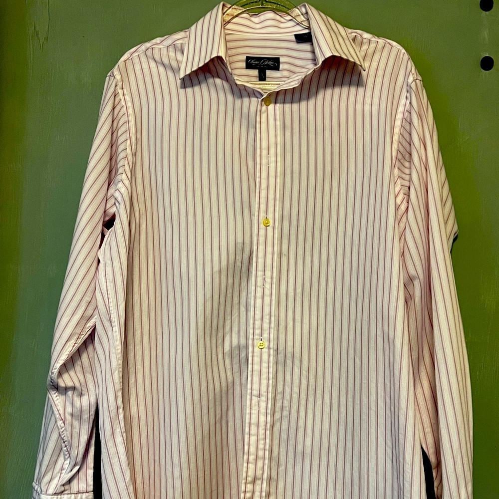 Sean John Purple/White Striped Dress Shirt with Cuff Link Sleeves